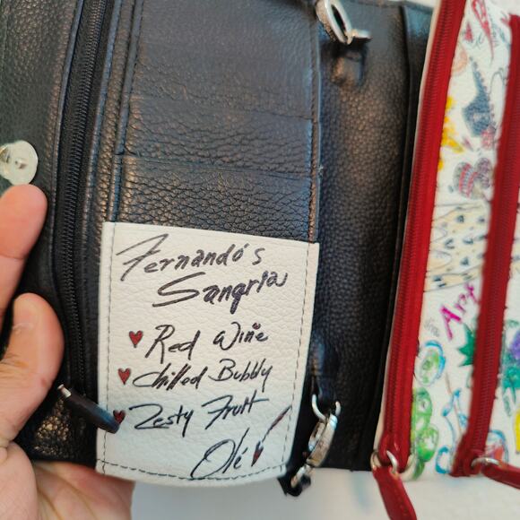 Brighton Favorite Fruit Sangria Wine Organizer Black Red Leather Crossbody Bag - Picture 10 of 14